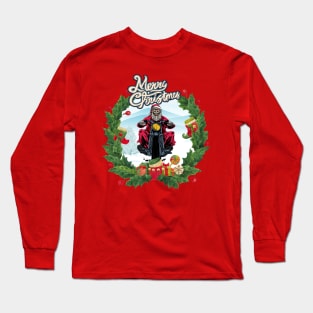 Santa Riding a Motorbike Long Sleeve T-Shirt